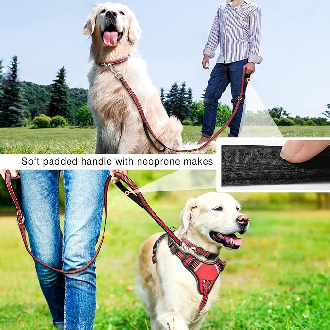 WINSEE Pet Harness Collar and Leash Set, All-in-one Reflective Dog Harness No - Image 6