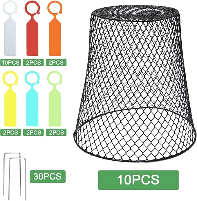 10 Pcs 9.13"×9.13" Chicken Wire Cloche Plant Covers Garden Netting Metal Heavy - Image 3