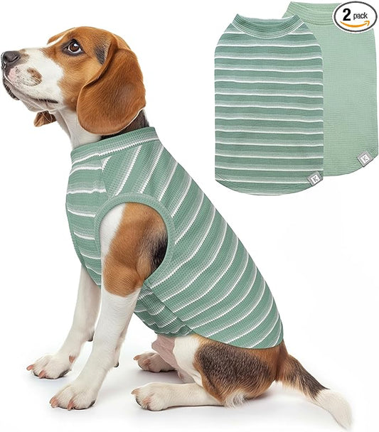 KYEESE 2Pack Waffle Dog Shirts, Lightweight Sleeveless Dog T Shirts by KYEESE