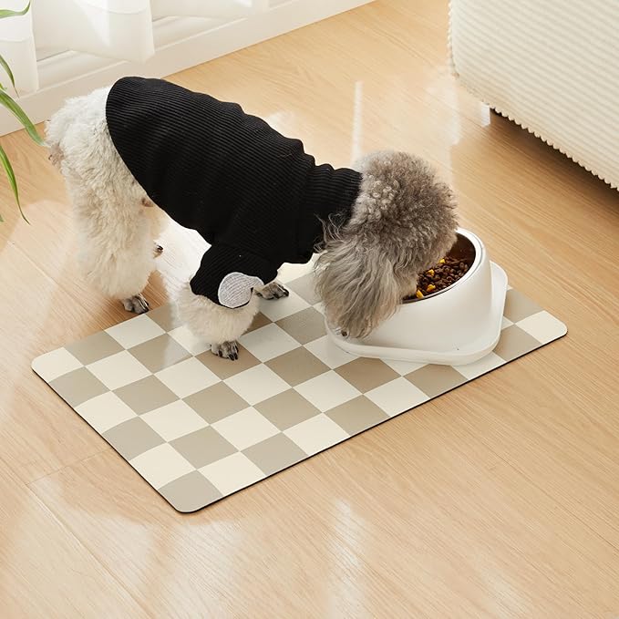 Checkered Dog Feeding Mat, Absorbent Mats - Image 2