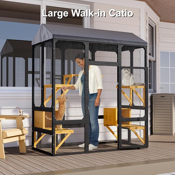 TIMHAKA 72" Catio Outdoor Cat Enclosure, Walk-in Large Cat Cage - Image 7