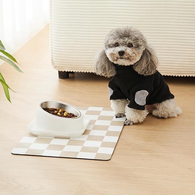 Checkered Dog Feeding Mat, Absorbent Mats - Image 2