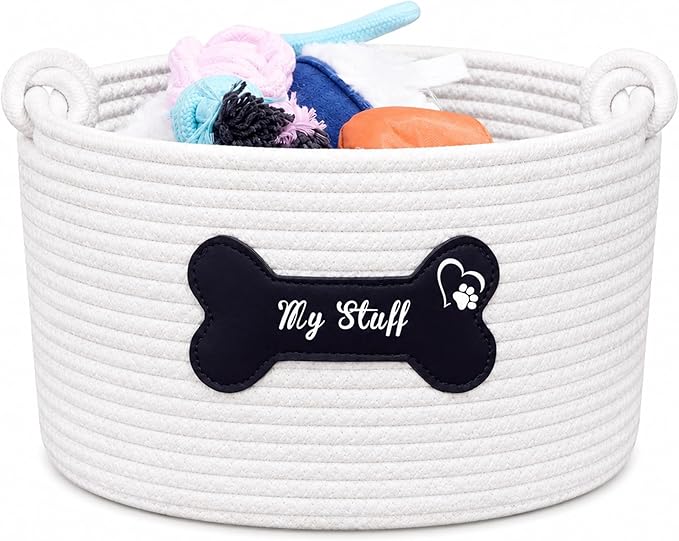 JUPPE Pet Dog Basket with Personalized Name, Dog Toys Storage Organizer Custom by JUPPE