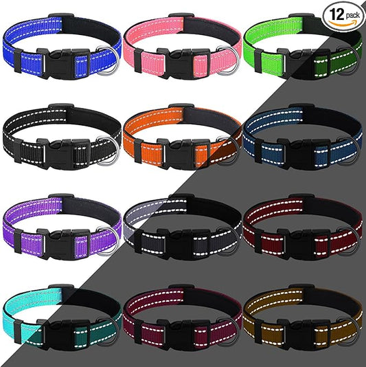 Sanwuta 12 Pcs Reflective Puppy Dog Collars Bulk by Sanwuta