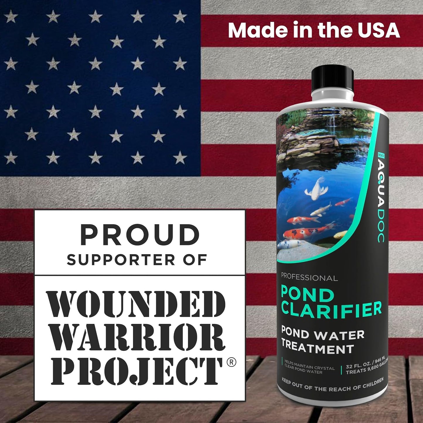 AquaDoc Pond Water Clarifier 32oz – Enzyme-Based Treatment for Koi and Fish Ponds – Helps Clear Cloudy Water and Reduce Sludge