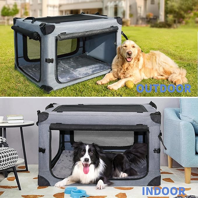 NEZUC Collapsible Dog Crates for Large Dogs Portable Soft Sided Travel Dog - Image 7