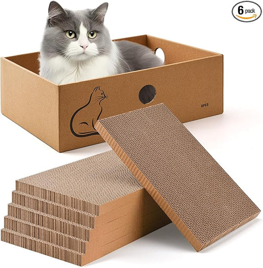 AUSCAT Cat Scratcher Box with 6PCS Cat Scratching Board, Cardboard Cat by AUSCAT