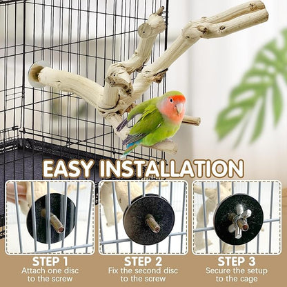 kathson Bird Perch Stand 10"-12" Nature Wood Stand Toy Parrot Cage Branch Paw - Image 6