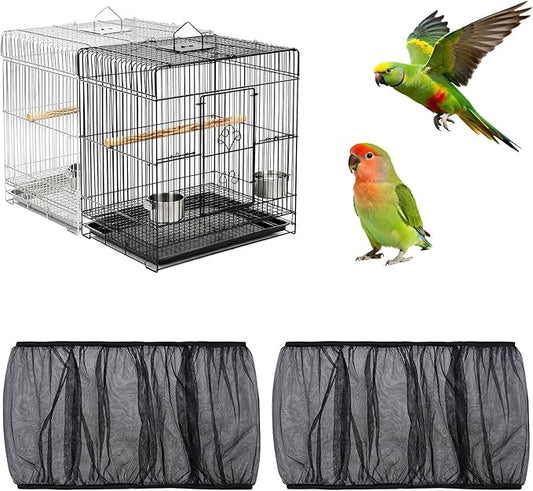 Fengek 2 Pcs Adjustable Bird Cage Cover & Seed Catcher Net by Fengek