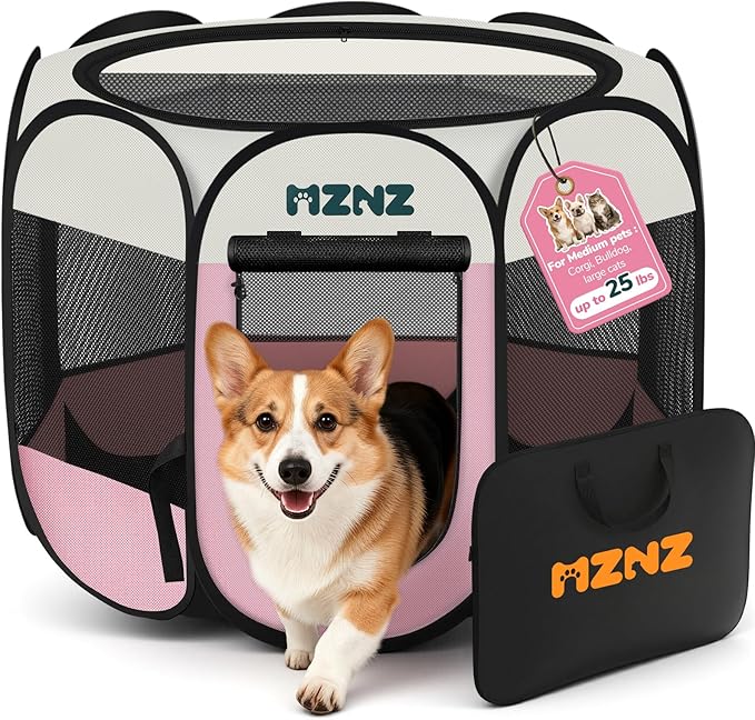 Dog Playpen, Portable Puppy Pet Crate Indoors by MZNZ