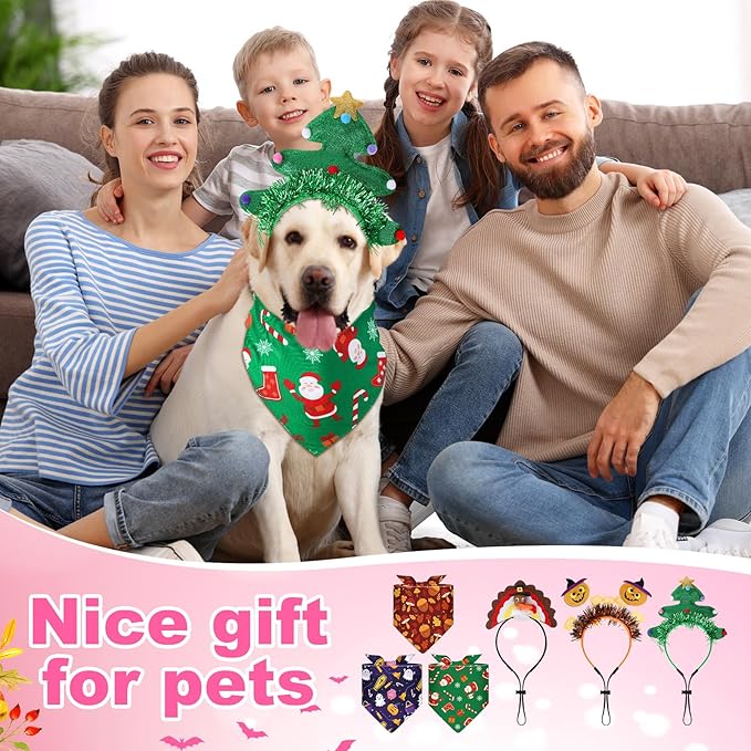 Huhumy 9 Set Christmas Dog Costume Christmas Thanksgiving Holiday Pet Headband - Image 7