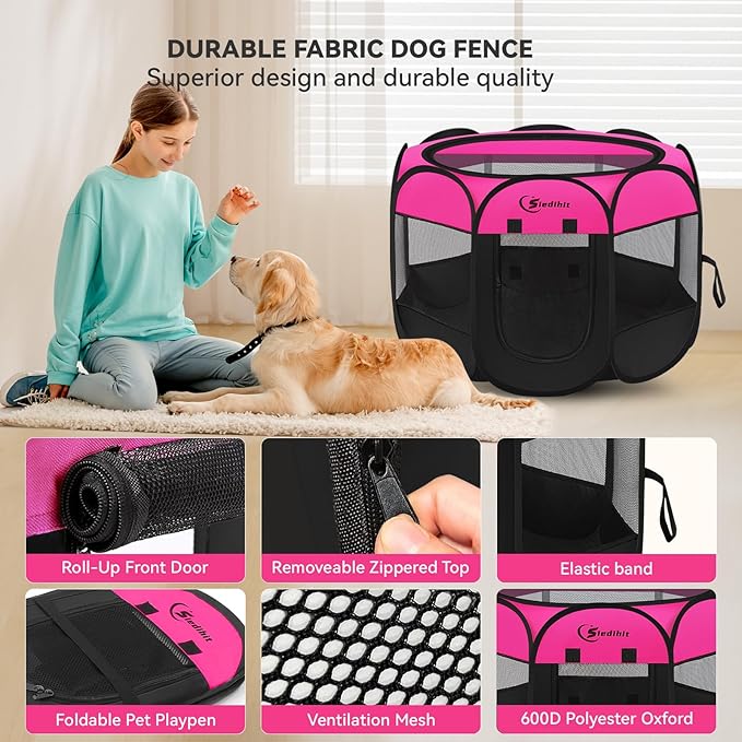 Siedihit Dog Cat Playpen, Large Puppy Pet Playpen, Dog Crate Tent Cage - Image 5