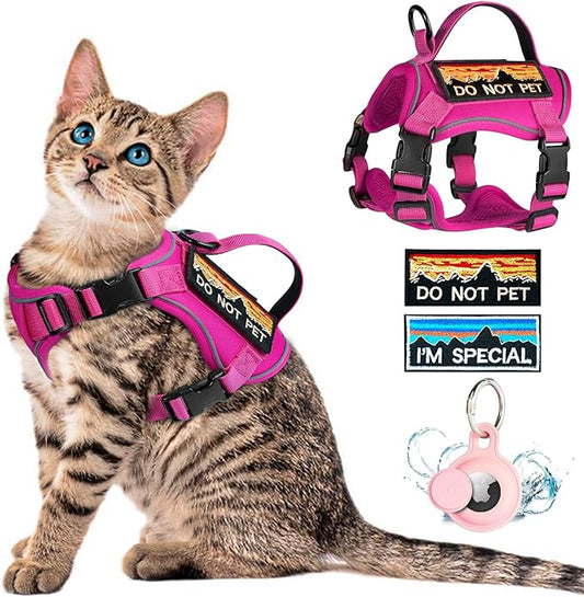 Tactical Cat Harness for Walking, Adjustable Escape Proof Pet Vest for Large Cat by nanappice
