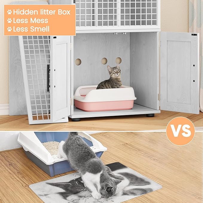 Garvee Dog Proof Cat Feeding Station, Cat Litter Box Enclosure Furniture - Image 7