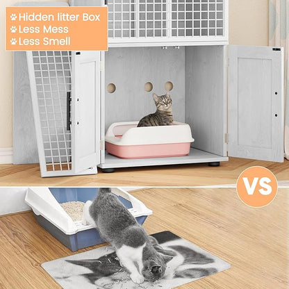 Garvee Dog Proof Cat Feeding Station, Cat Litter Box Enclosure Furniture - Image 7