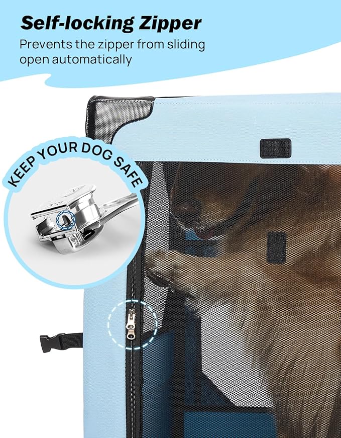 JOYTUTUS 38 Inch Collapsible Dog Crate, Steel Frame 8-Bar Foldable Soft Kennel - Image 4