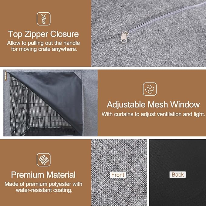 HiCaptain Breathable Dog Crate Cover 36 Inch, Durable Heavy Duty Kennel Cover - Image 5