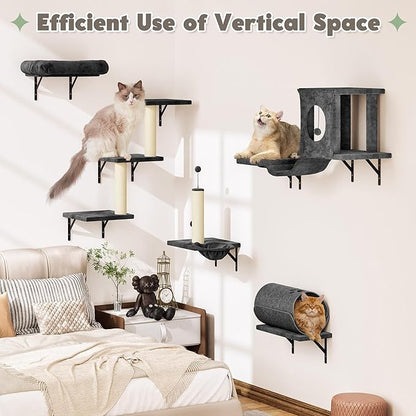 Cat Wall Shelves, 7-in-1 Wall Mounted Cat Climber Set, Indoor Cat Furniture – - Image 6