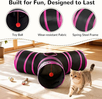 Tempcore Pet Tube Toys 3 Way Collapsible, Cat Tunnels - Image 7