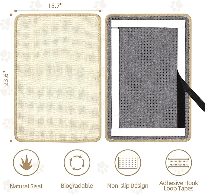 Graciadeco White Cat Scratching Mat Sisal, 2 Packs Sisal Fabric Large Cat - Image 2
