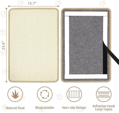 Graciadeco White Cat Scratching Mat Sisal, 2 Packs Sisal Fabric Large Cat - Image 2