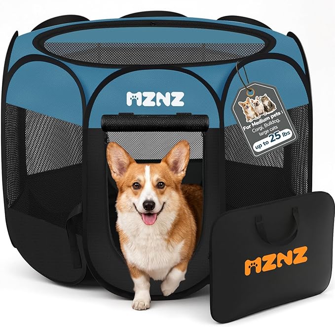 Dog Cat Playpen, Portable Puppy Pet Crate Indoors by MZNZ