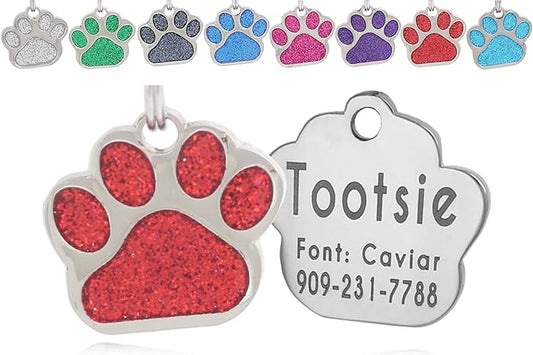Pet ID Tags, Personalized Dog Tags and Cat Tags, Custom Engraved, Cute Glitter by Unknown