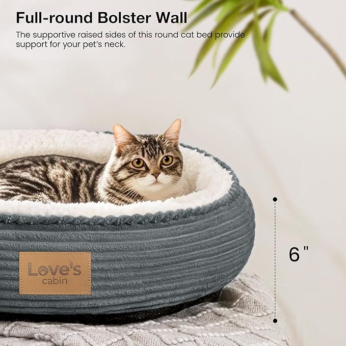 Love's cabin Round Donut Cat and Dog Cushion Bed, 20in Pet Bed - Image 6