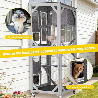 62.8’’ Cat Catio Enclosure, Sisal Scratching Post & Weatherproof Roof Cover - Image 6
