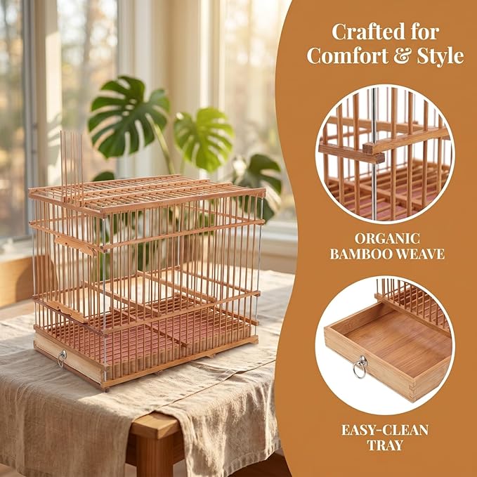 Totority Bamboo Woven Small Bird Cage - Image 7