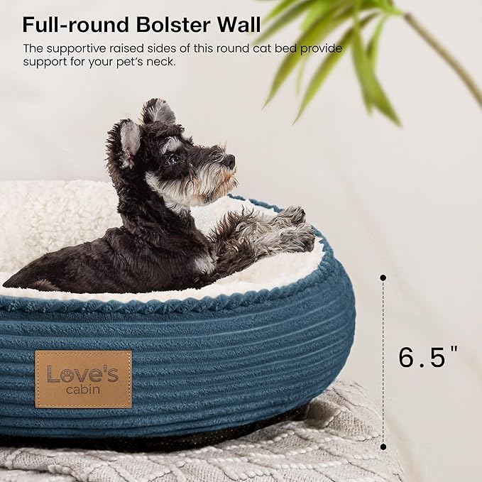 Love's cabin Round Donut Cat and Dog Cushion Bed, 24in Pet Bed - Image 5