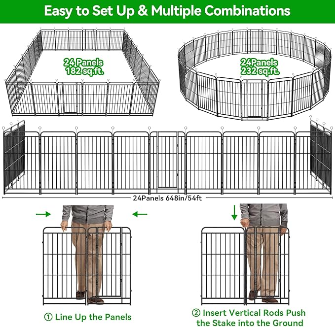 Kfvigoho Heavy Duty Dog Playpen: 24 Steel Panels 40" Height, Square Steel Pipe - Image 8