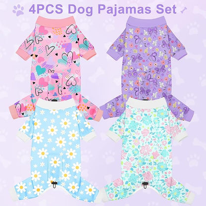 Bienbee Dog Pajamas, 4 Pack Dog Recovery Suit Shedding Suit Cute Soft Puppy - Image 2