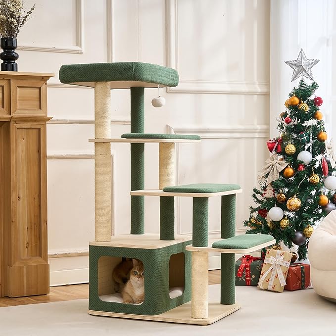 Modern Wood Cat Tree Tower for Large Cats - Image 7