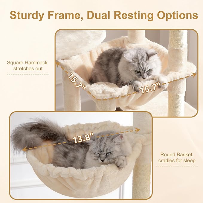 Heybly Cat Tree, 76-Inch Tall Heavy Duty Cat Tower - Image 5