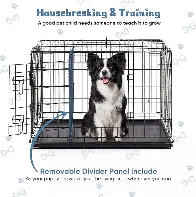 DUMOS Dog Crate, 36 Inch Medium Double Door Dog Cage - Image 3