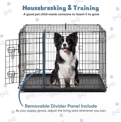 DUMOS Dog Crate, 36 Inch Medium Double Door Dog Cage - Image 3
