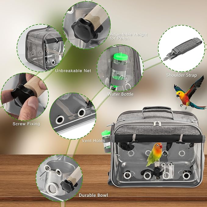 Bird Carrier Airline Approved, Bird Travel Cage - Image 3