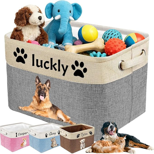 Personalized Dog Toy Storage Basket Bin by Unknown