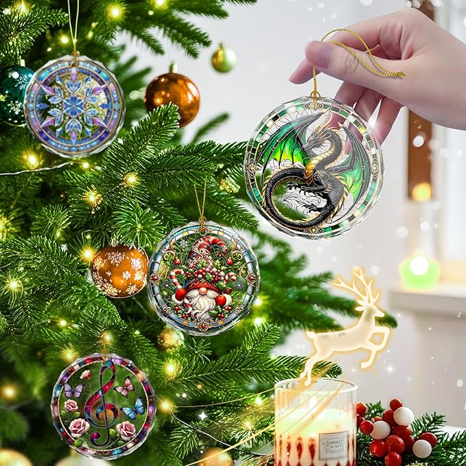 Dragon Stained Glass Ornament, Christmas Ornaments, Xmas Tree Decorations - Image 4