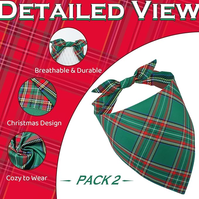 Christmas Dog Bandanas 2 Pack, Holiday Dog Bandanas - Image 3