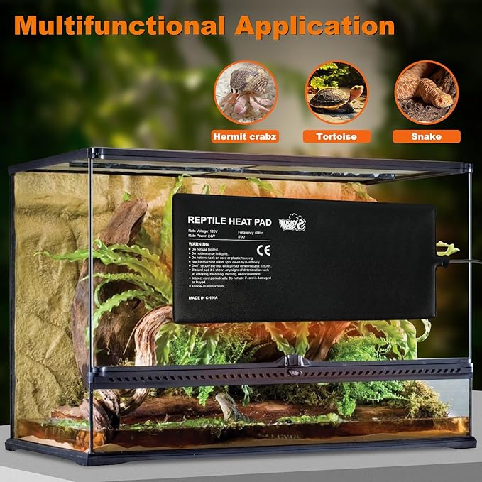 LUCKY HERP Reptile Heat Pad 8x18 Inch 24W Under Tank Terrarium Heating Mat - Image 6