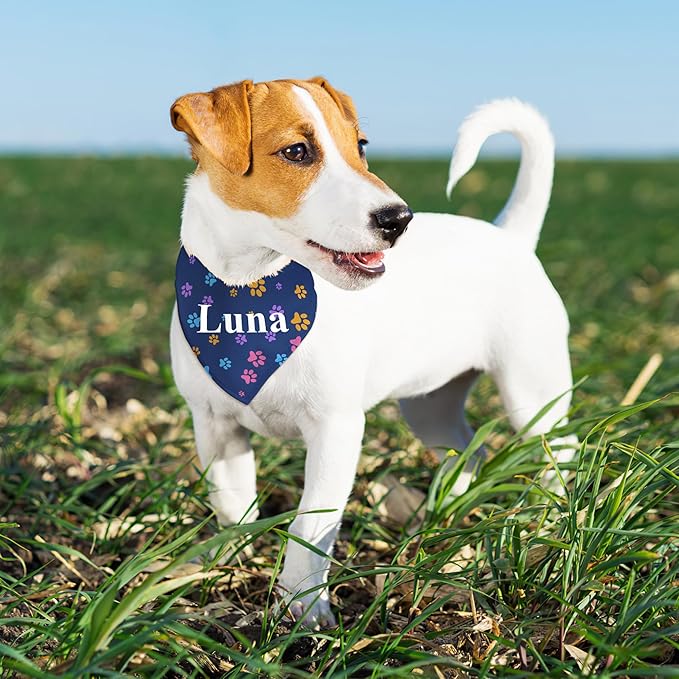 Personalized Dog Bandanas with Buckle Name Photo Logo Custom Neckwear Dog Scarf - Image 6