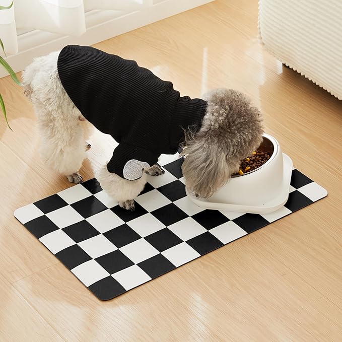 Checkered Dog Feeding Mat, Absorbent Mats - Image 3