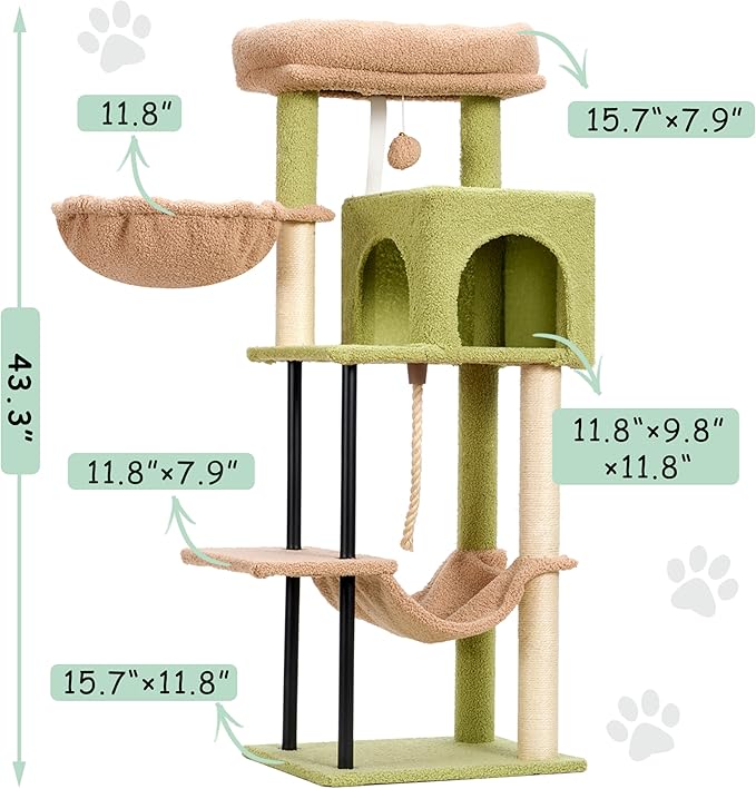Gitelsnour Cat Tree, Cat Tower for Indoor Cats, 43.3 inch Cactus Cat Tree Tower - Image 3