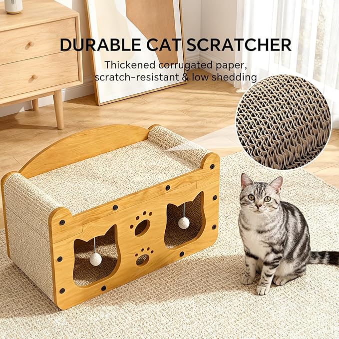 Bilayer Cat Scratcher House, 2-in-1 Cardboard Cat House - Image 5