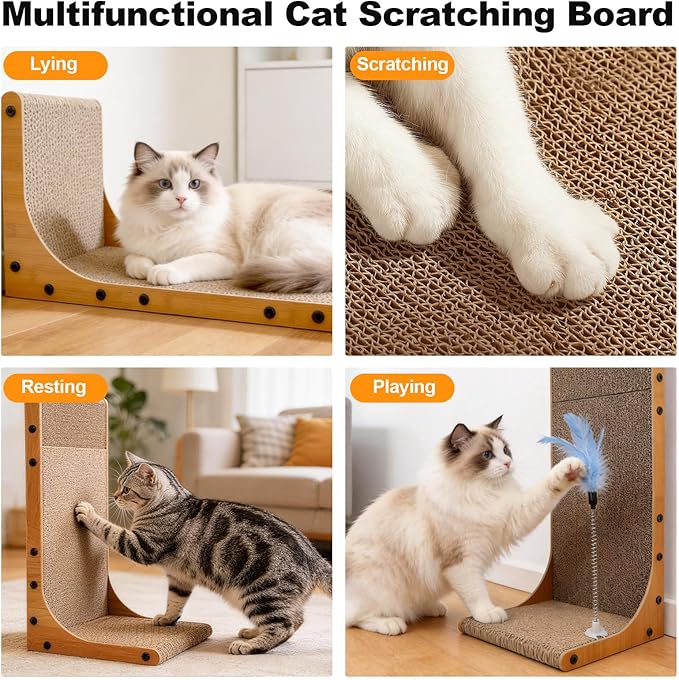 Goosheep 22in L-Shaped Cat Scratcher 2-in1 Scratching Board - Image 5