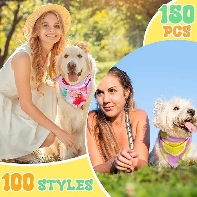 Huhumy 100 Pcs Hawaiian Dog Bandanas Bulk Pet Bibs Colorful Triangle Scarf Pet - Image 6