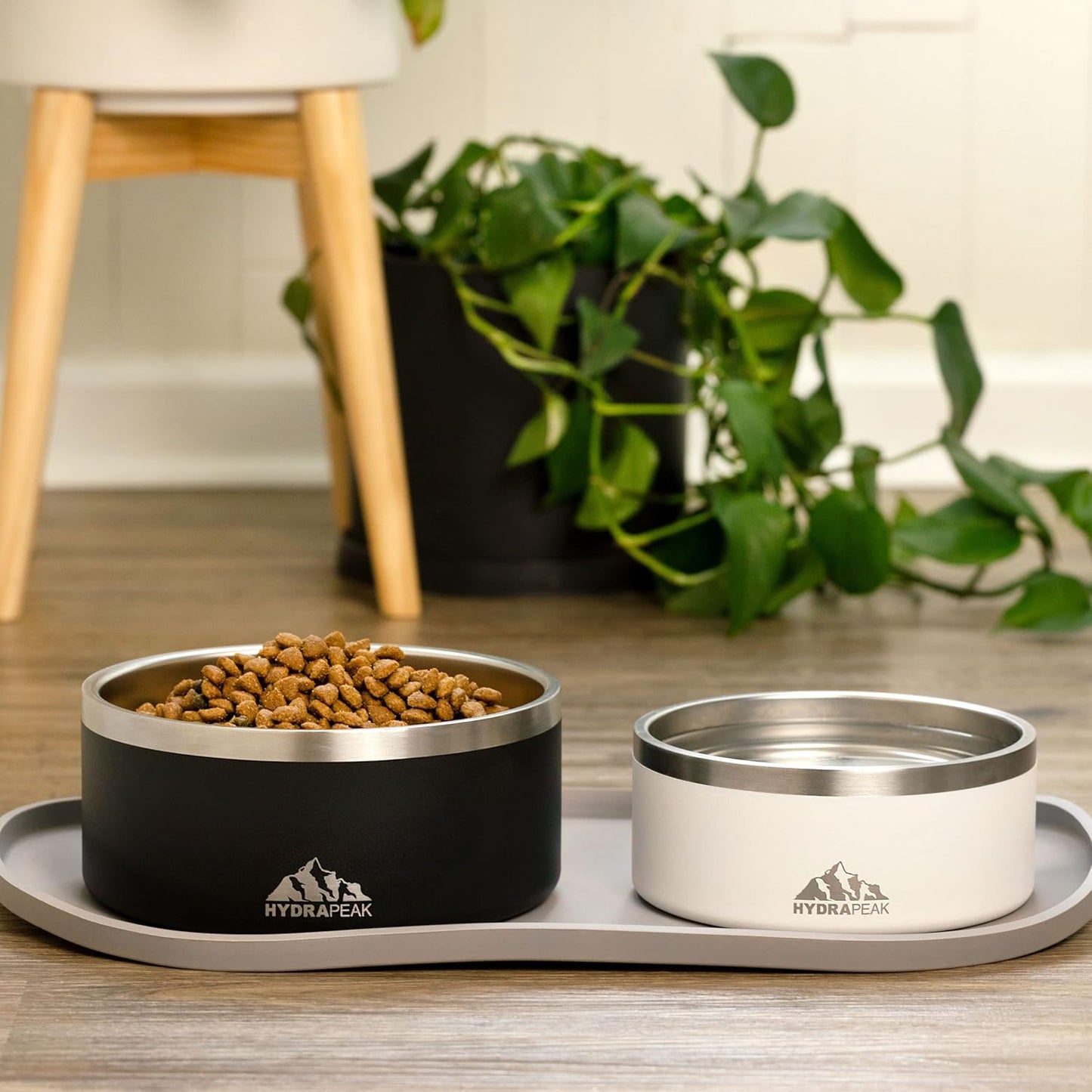 Hydrapeak Dog Bowl; Non Slip Stainless Steel; Water and Food Dish; Large Sized and Small Dogs; 32oz 64oz; Multiple Sizes | 8 Cup | Storm