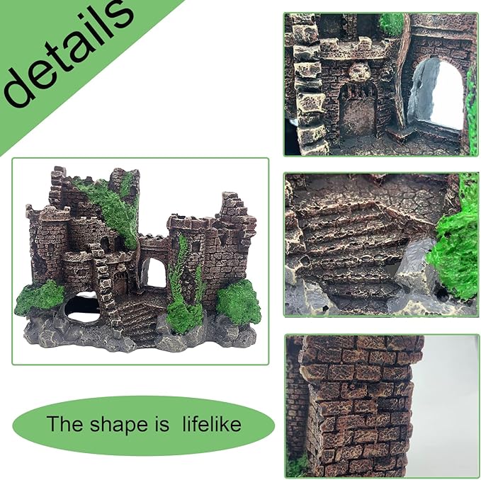 Aquarium Resin Castle Decoration, Ancient Design Fish Tank Ornaments Betta - Image 4